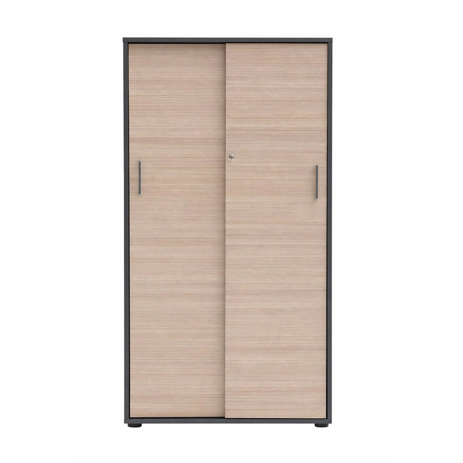 Schildmeyer Hochschrank Metz mit Schiebetüren in Anthrazit, Höhe: 150 cm, Breite: 80,1 cm, Tiefe: 38,2 cm - Bild 2