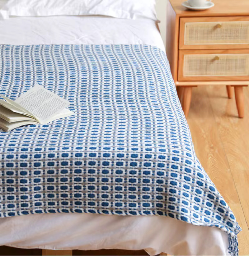Inyahome Strickdecke im Vintage-Design mit Quasten, Blau oder Pink, B/B/H: 172 x 127 cm - Bild 2