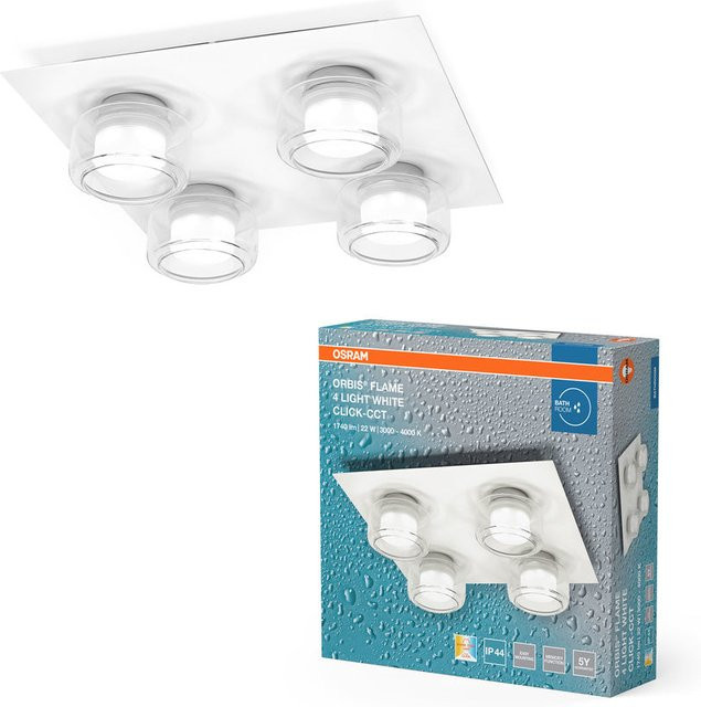 Osram Orbis Flame LED Wand- und Deckenleuchte 22W CCT IP44 Weiß - Bild 1
