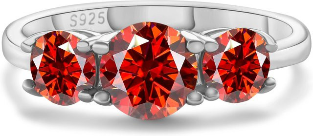 Ring 925 Silber, roter Moissanit, Damen - Bild 1