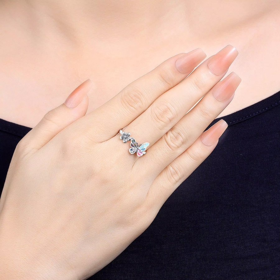 CYMYSS Ring, 925 Silber, Zirkonia, Schmetterling, Damen - Bild 2