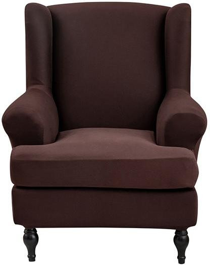YZFZP Elastischer Sesselbezug mit Fußstütze für Wingback-Sessel, Farbe: Braun - Bild 1