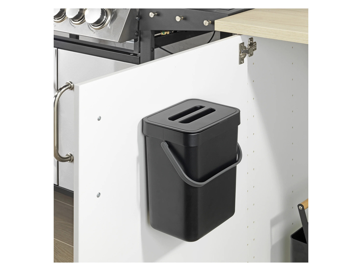 WENKO Abfallsammler Tago Black Outdoor Kitchen, schwarz/grau/transparent, Wandmontage, B/T/H: 24,0 x 15,5 x 19,0 cm - Bild 3