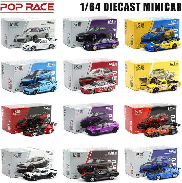 POP RACE Nissan Pandem Silvia S13 Mazda RX7 FC3S RE Skyline Godzilla GT-R R33, Druckguss-Modell, 1:64, Metall - Bild 1