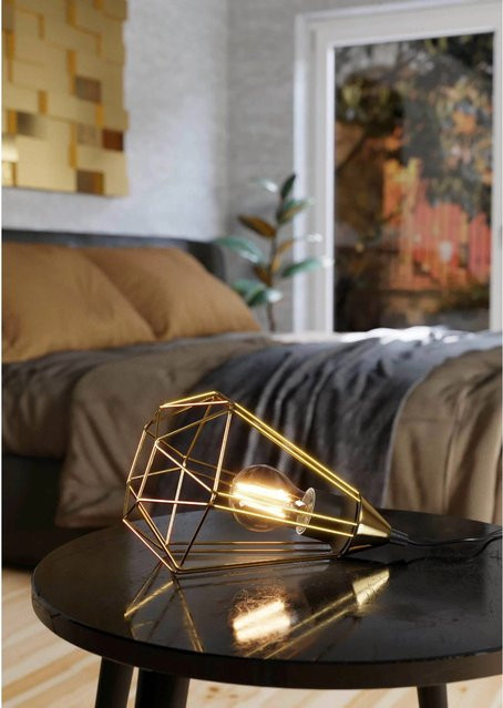 Eglo Tischleuchte Tarbes 1-flammig Messing gebürstet E27 60 W modern in Gold/Messing - Bild 1