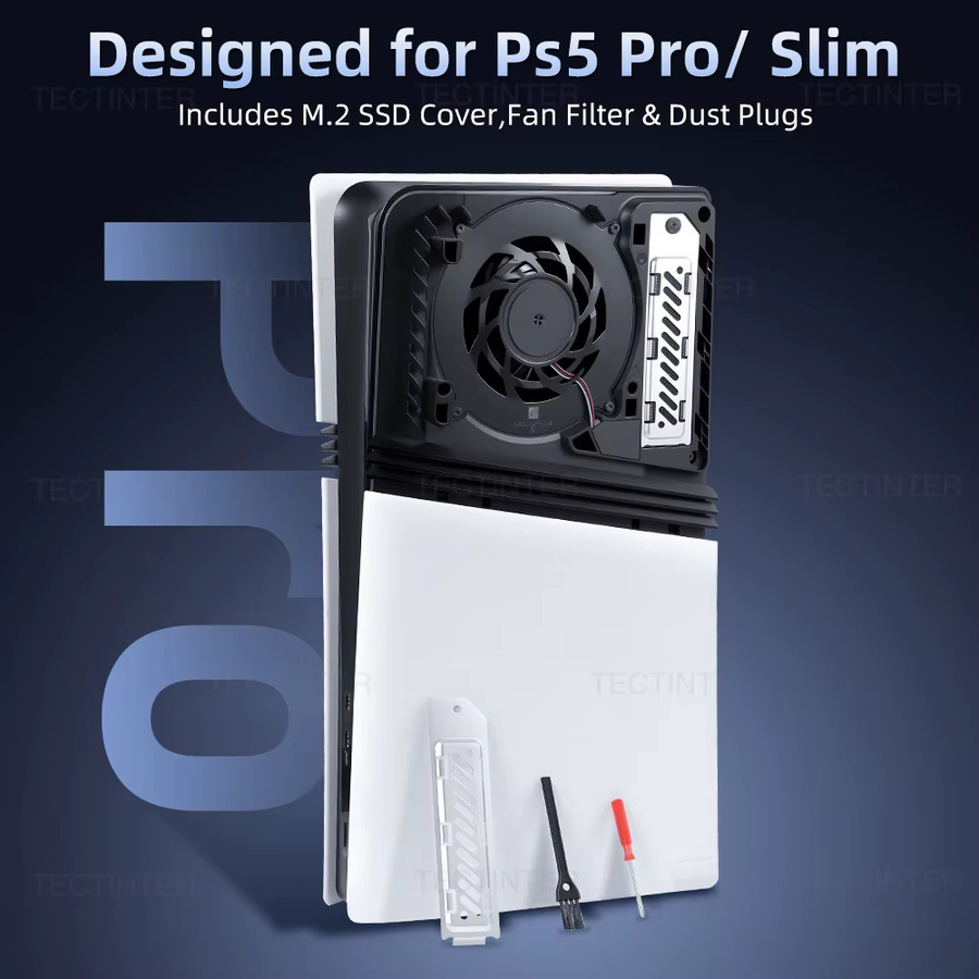 TECTINTER SSD Kühlkörper und Staubschutz für PS5 Slim und PS5 Pro, Aluminium Wärmeableitung für NVMe M.2 SSD, Silber - Bild 6