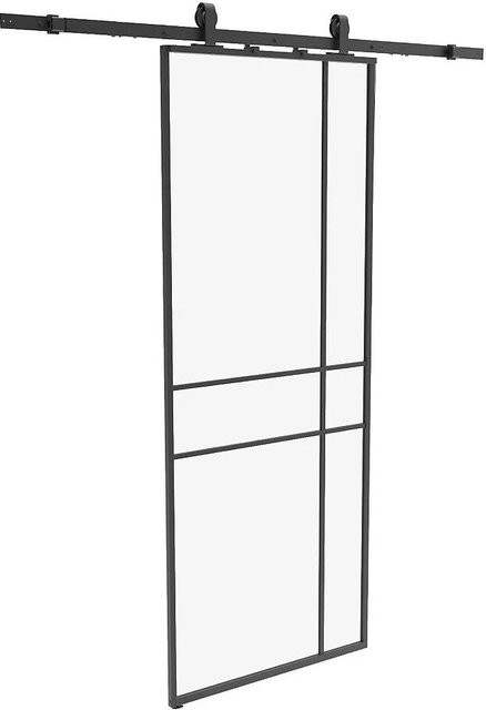 Saniva Schiebetür Schwarz Transparent Wandmontage Glas Breite: 83 cm, Höhe: 204 cm - Bild 1