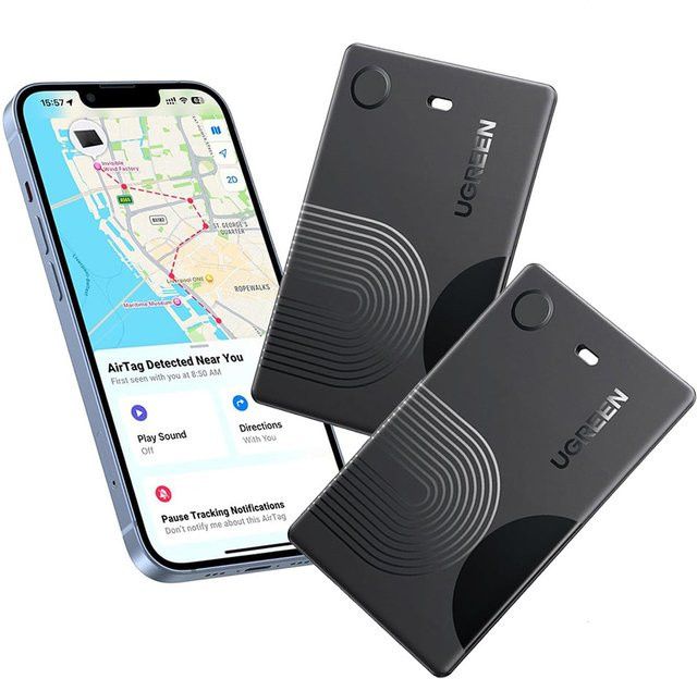 UGREEN SmartTag Smart Finder Slim 2 CM920 Set, Schwarz, Bluetooth für iOS-Serie, 2 Stück - Bild 1