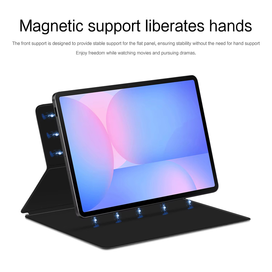 Magnetische Smart Book Case Hülle für Samsung Galaxy Tab S10 FE Plus 2025 mit Bleistifthalter in Schwarz und Grün - Bild 3