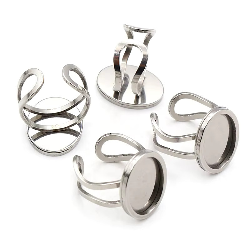 Wadsfred Ringfassungen Edelstahl, oval, 13 x 18 mm, Silber, Unisex - Bild 1