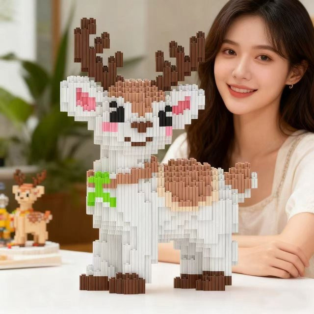 TIANMENG Tier 3D Elch Fawn, Mikro-Diamant-Baustein, Bunt / Mehrfarbig - Bild 1