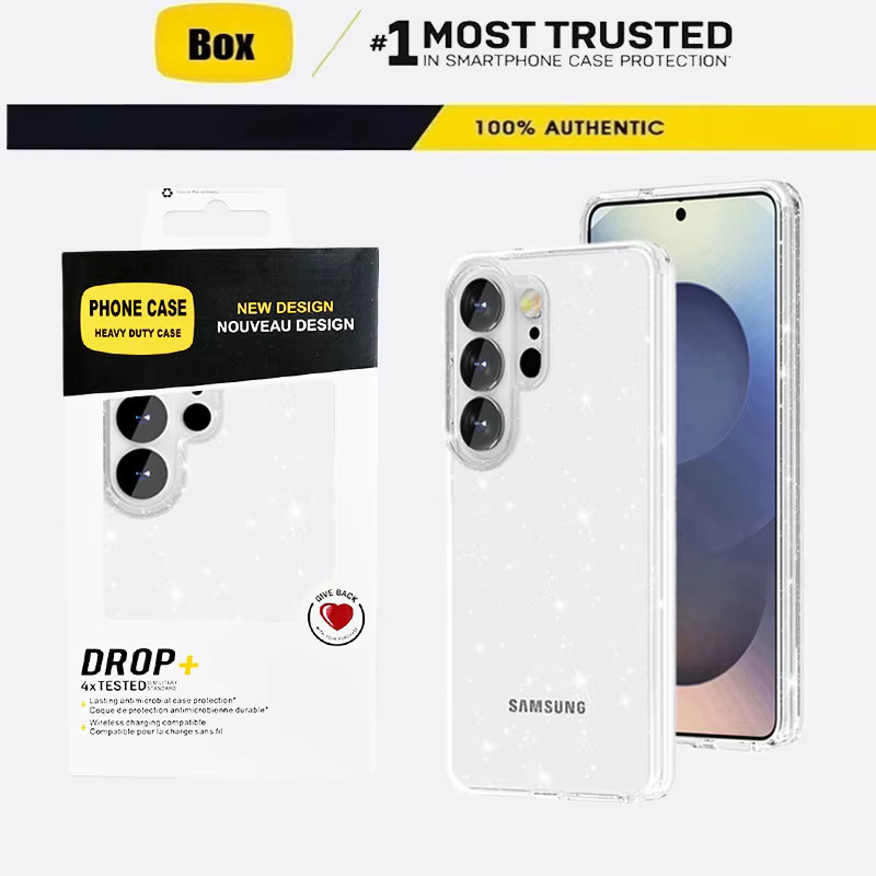 OTT-Box Symmetrische Transparente Glitzer-Schutzhülle für Samsung S26 S25 S24 S23 Plus Ultra A57 A37 A17 A56 A36 A26 A16 Sturzsicheres Phone Case - Bild 1