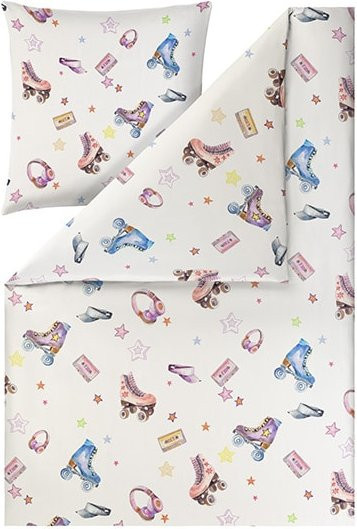 Estella Bettwäsche Starlight aus Mako-Satin in Weiß mit Sternen-Design aus Baumwolle - Bild 1