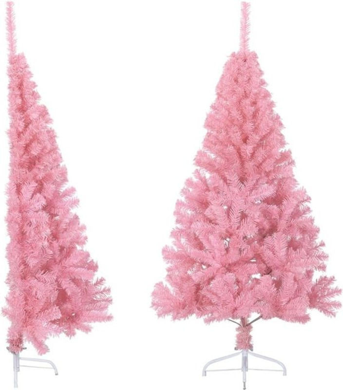 Künstlicher Halb-Weihnachtsbaum mit Ständer von vidaxl in Rosa, Höhe: 150 cm - Bild 1