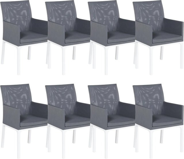 Beliani Gartenstuhl modern in Grau mit Textilene und Armlehnen, B/T/H: 62 x 52 x 91 cm - Bild 1