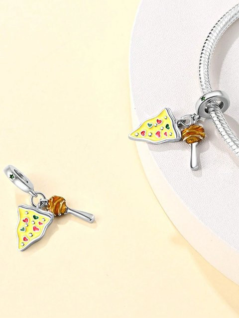 Charm-Perlen-Komponenten Pizza Brathähnchen, Messing, Weiß, Damen - Bild 1