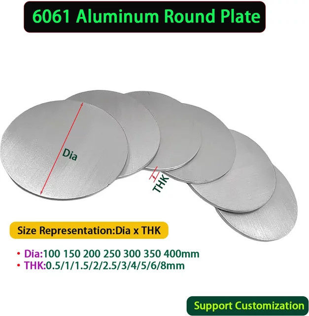 Aluminium-Rundplatte aus 6061 Aluminium in Silber, individuell anpassbare kreisförmige Blechscheibe für CNC-Metall und Heim-DIY - Bild 1