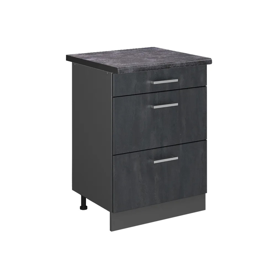 Vicco Küchenunterschrank R-Line mit Schubladen in Schwarz Beton und Anthrazit, Breite: 60 cm - Bild 3