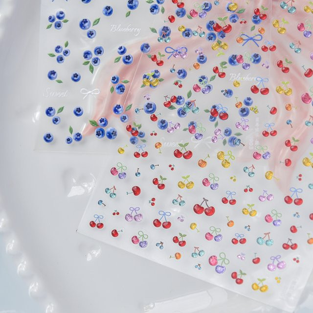 NAILFYOU Nagelkunst-Aufkleber, Regenbogen, Kirsche, Schleife, Blaubeere, Unisex - Bild 1