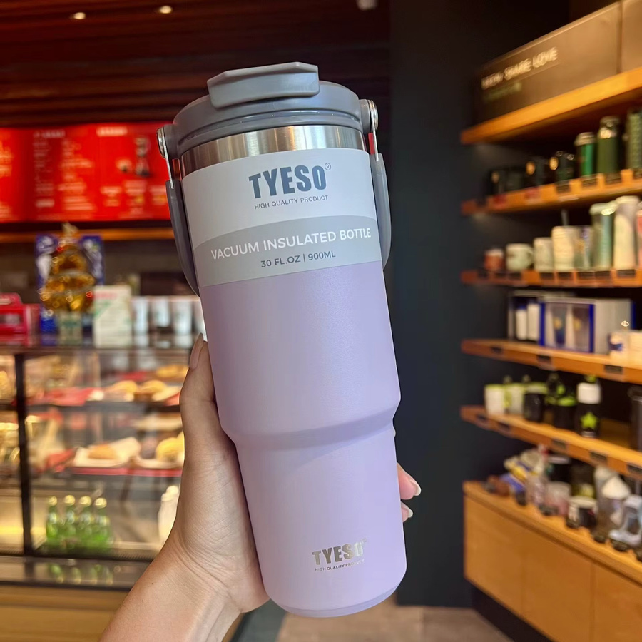 Tyeso Thermosflasche aus Edelstahl in Weiß, BPA-freie auslaufsichere Sport-Wasserflasche für Heiß- und Kaltgetränke - Bild 4
