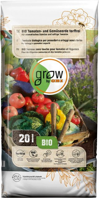 GROW by OBI BIO Tomaten- und Gemüseerde torffrei, 20 l - Bild 1