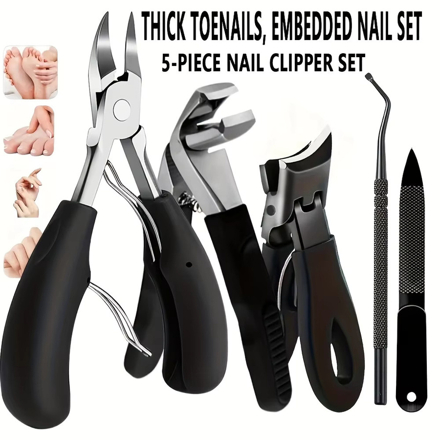 OLOEY Zehennagelknipser-Set, 5-teilig, Edelstahl, für Füße - Bild 5