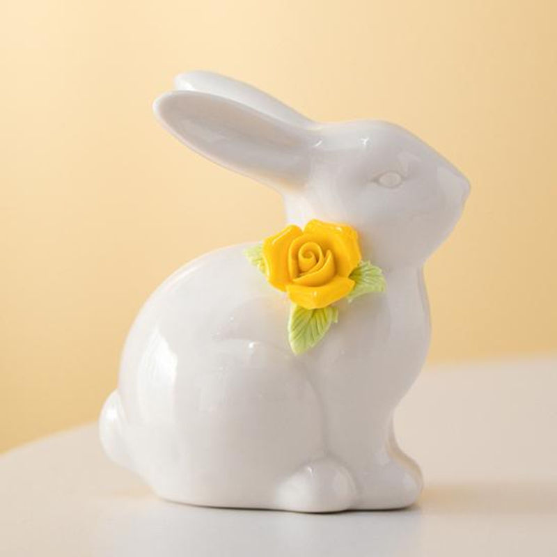 Caihezhi Oster-Keramik-Hase in Weiß als minimalistische Blumenvase und dekorative Osterfigur für Frühling und Hausdekoration - Bild 6
