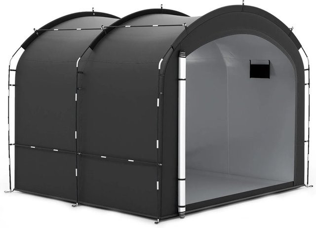 Costway Fahrradgarage für 7-8 Fahrräder in Schwarz und Silber, B/T/H: 254 x 215 x 192 cm - Bild 1