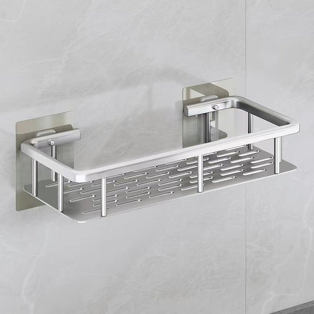 Yiran Furniture Badezimmer-Organizer aus Aluminium in Silber, Wandmontage ohne Bohren - Bild 1