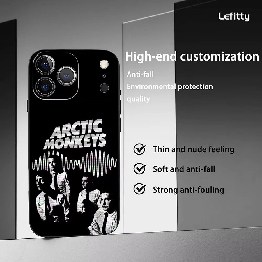 Logo A-Arctic M-Monkeys Handyhülle für iPhone 11 bis 17 Pro Max Plus Mini Schwarz Frosted Soft Shell - Bild 2