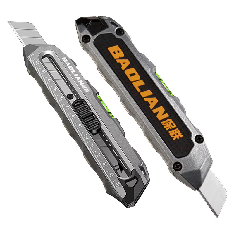 BaoLian Multifunktionales Kunstmesser aus Aluminiumlegierung in Grau mit 18mm Snap-Off Klinge aus gehärtetem Stahl - Bild 4