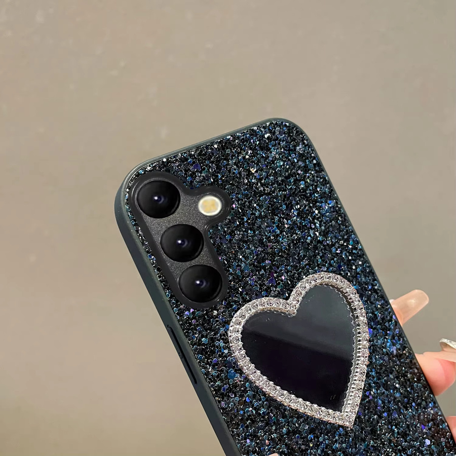 Glänzende Spiegel-Diamant-Strass-Glitzerhülle für Samsung Galaxy A14 A15 A16 A35 A36 A55 S25 S24 S23 Plus FE Ultra in Schwarz - Bild 2