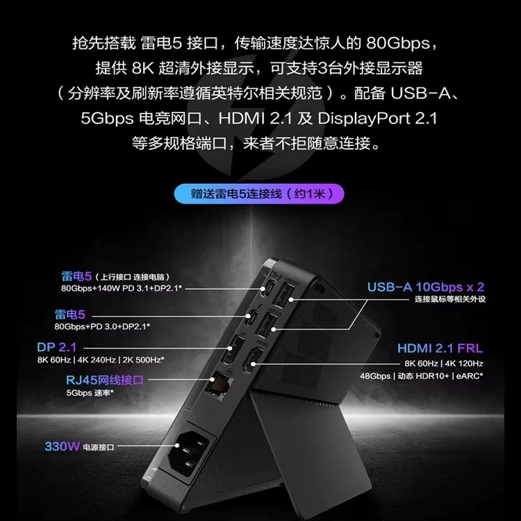 USB4-kompatible Grafik-Dockingstation in Schwarz für Gaming-Laptops, Ultrabooks und Handheld-Geräte mit Unterstützung für RTX 5070Ti und RTX 5090 - Bild 1