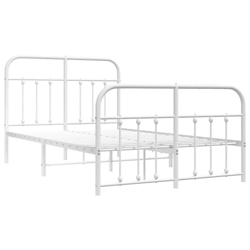 Vidaxl Metall-Bettgestell mit Kopfteil und Fußteil in Weiß, B/T/H: 120 x 200 cm - Bild 2