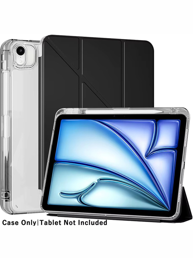 QIJUN Faltbare transparente Tablet-Hülle für iPad Air 11 Zoll 2024 M2 und iPad Air 11 2025 M3 mit magnetischem Ständer und Acryl-Rückseite in Gelb - Bild 7