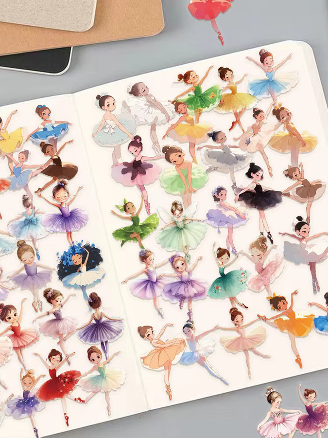 50 Stück Wasserfeste Ballett-Tanz-Aufkleber aus Vinyl für Mädchen, Mehrfarbiges Sticker-Set für Scrapbook, Wasserflaschen, Laptop und Handy - Bild 2