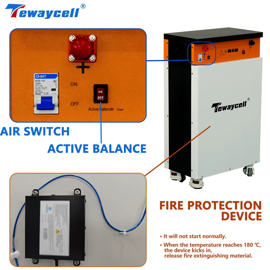 Tewaycell Powerwall LiFePO4 Akku 51,2 V 15 kWh 300 Ah in Weiß mit integriertem BMS und CAN RS485 Schnittstellen - Bild 3