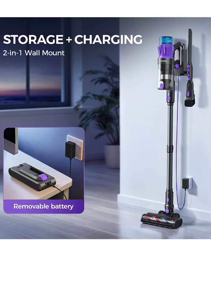 Redkey P9 Pro Kabelloser Staubsauger mit 55000Pa Saugkraft, 6-Schicht-HEPA-Filtration und Anti-Verwicklungs-Bürste für Tierhaare, beutellos - Bild 5