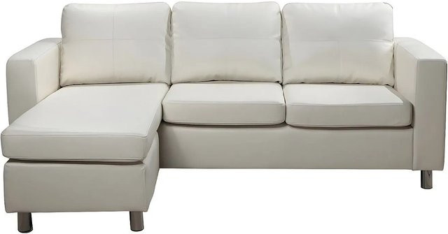 Vente-unique Sofa Ackley in Elfenbein, L-Form ohne Schlafmöglichkeit, Breite: 196 cm - Bild 1