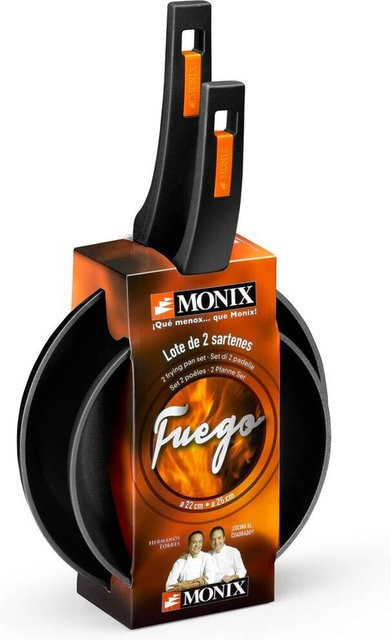 Monix FUEGO Pfannenset 2-teilig aus Aluminium und Edelstahl in Schwarz und Orange mit Antihaftbeschichtung - Bild 1