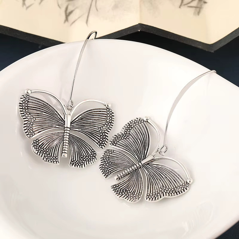 YoYo Ohrringe Schmetterling, versilbert, Damen, Vintage - Bild 3
