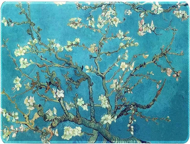 Van Gogh Mandelblüten Mauspad rutschfeste Schreibtischunterlage im Ölgemälde-Stil mit Gummibasis - Bild 1