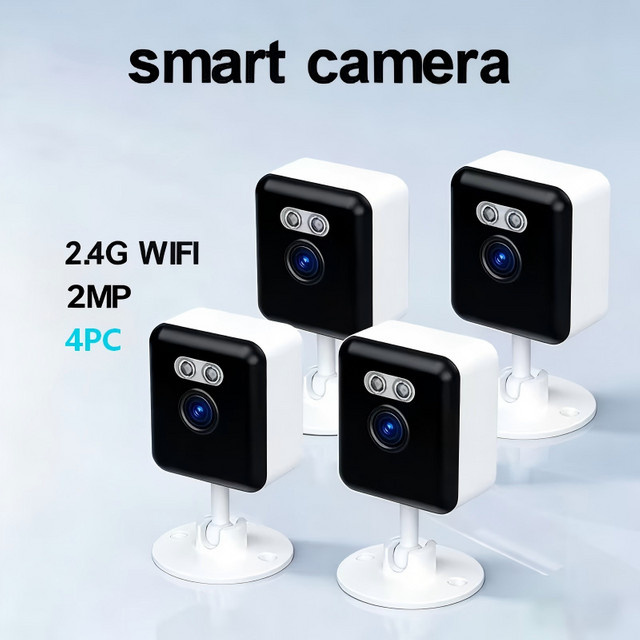 FUNOVATION 4-teiliges kabelloses Smart-Kamera-Set in Weiß mit 1080P HD, 2-Wege-Audio, Farbnachtsicht und Bewegungserkennung via Wi-Fi - Bild 1