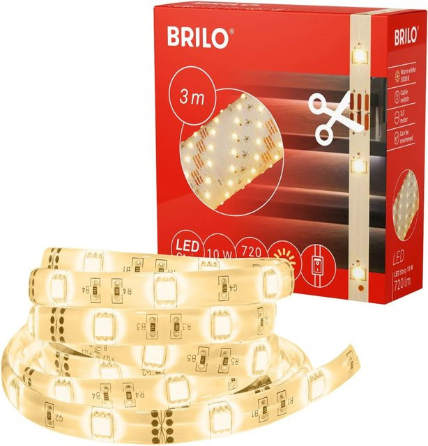 Brilo LED-Strip Warmweiß 3.000 K, 3 m, selbstklebend und kürzbar - Bild 1