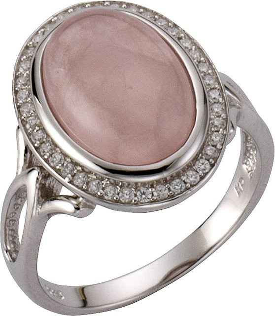 Zeeme Gemstones Ring 925 Silber, Rosenquarz, Zirkonia, Damen - Bild 1