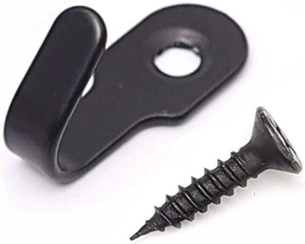 10 Stück Hengchen Mini Einzelhaken J-förmig aus Edelstahl mit Schrauben in Schwarz - Bild 1