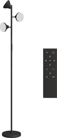 HOMCOM Stehlampe Schwarz mit RGBW LED, Dimmbar mit Fernbedienung und Touch-Steuerung, 3 drehbare Köpfe für Wohnzimmer und Schlafzimmer