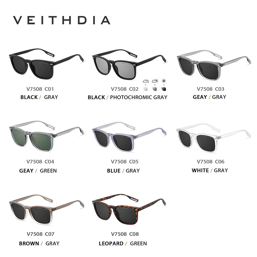 VEITHDIA FA07508 Sonnenbrille, Vollrand, Square, Kunststoff, Unisex, polarisiert - Bild 5