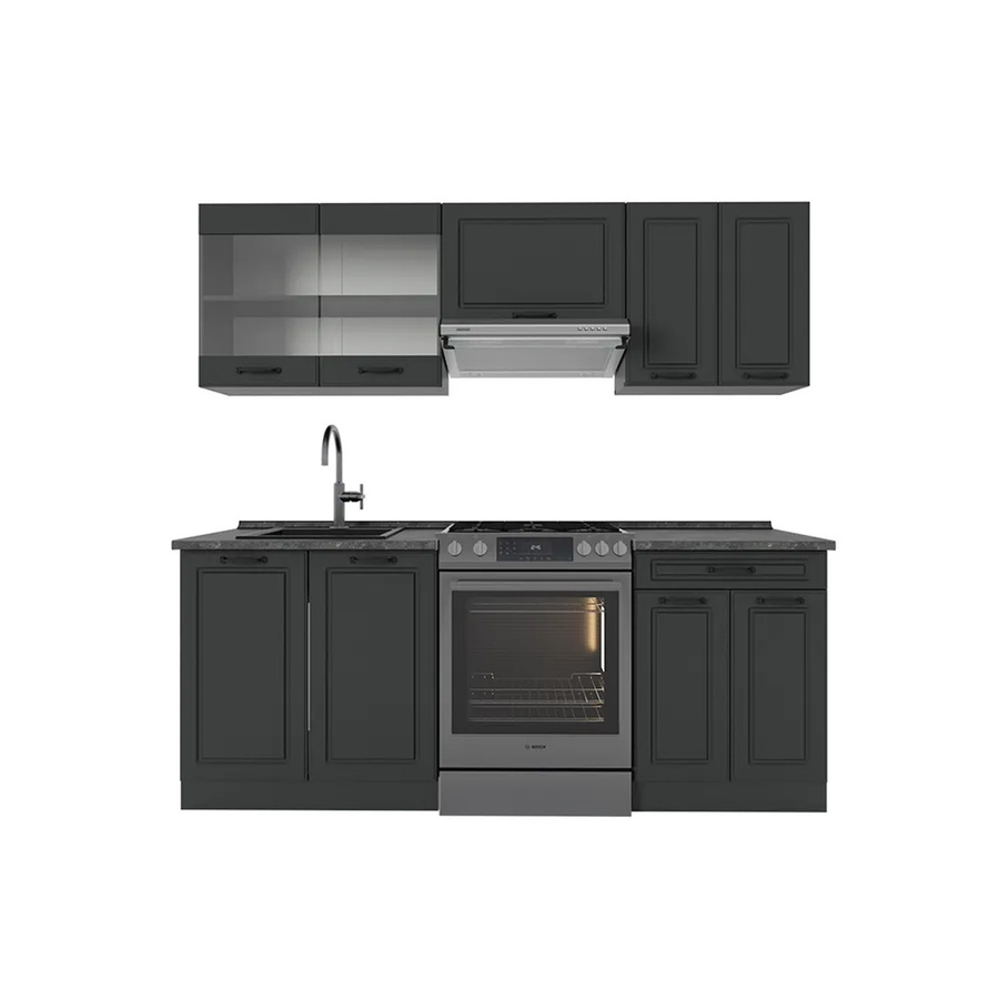 Vicco R-Line Küchenzeile Landhaus Stil Anthrazit Breite: 200 cm, Tiefe: 60 cm, Höhe: 82 cm - Bild 2