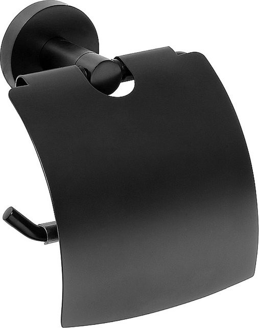 Brillantbad BARK Papierrollenhalter aus Messing mit Deckel in Schwarz, H x B x T: 14,0 x 15,5 x 8,0 cm - Bild 1